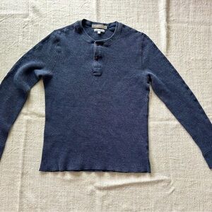 J. Crew Wallace&Barnes Navy Blue Men Long Sleeve Henley Shirt thick